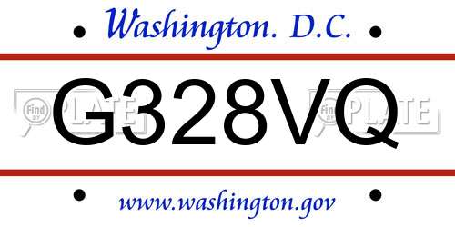 G328VQ District Of Columbia License Plate