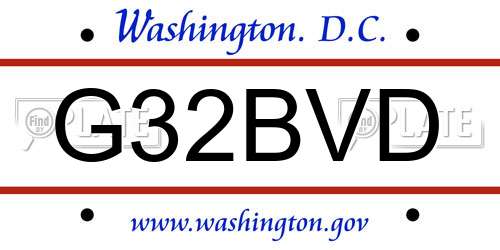 G32BVD District Of Columbia License Plate