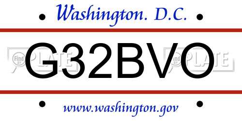 G32BVO District Of Columbia License Plate