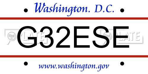 G32ESE District Of Columbia License Plate