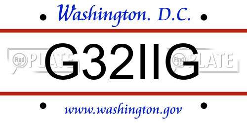 G32IIG District Of Columbia License Plate