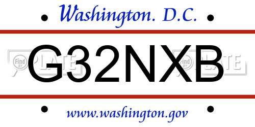 G32NXB District Of Columbia License Plate