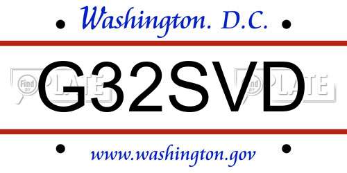 G32SVD District Of Columbia License Plate
