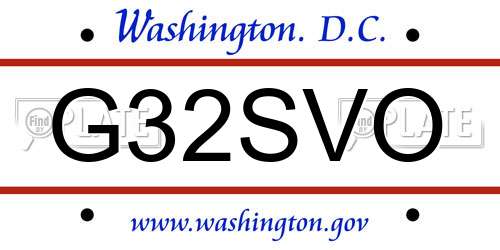 G32SVO District Of Columbia License Plate