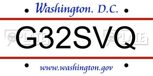 G32SVQ District Of Columbia License Plate