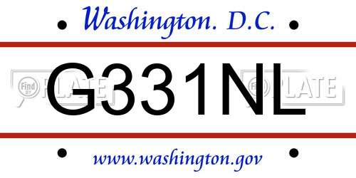 G331NL District Of Columbia License Plate
