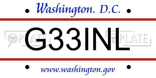 G33INL District Of Columbia License Plate