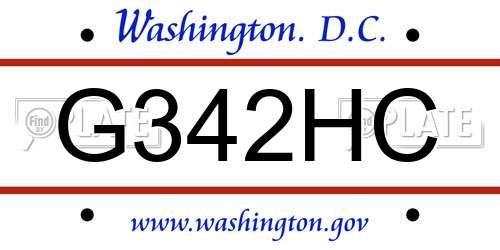 G342HC District Of Columbia License Plate