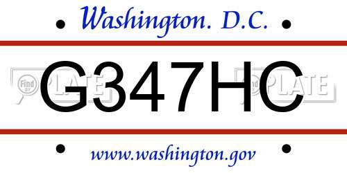G347HC District Of Columbia License Plate