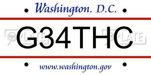 G34THC District Of Columbia License Plate