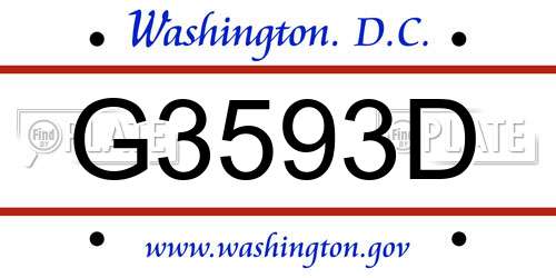 G3593D District Of Columbia License Plate