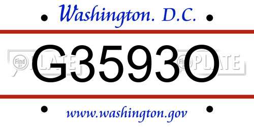 G3593O District Of Columbia License Plate