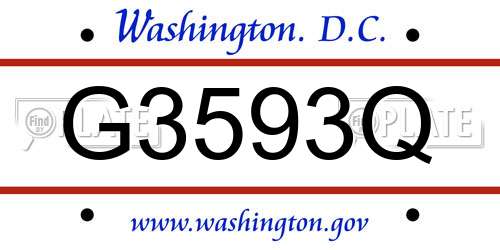 G3593Q District Of Columbia License Plate