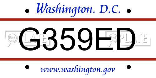 G359ED District Of Columbia License Plate