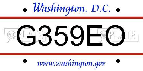 G359EO District Of Columbia License Plate