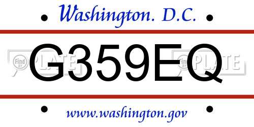 G359EQ District Of Columbia License Plate