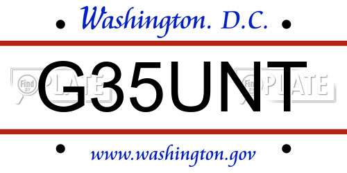 G35UNT District Of Columbia License Plate