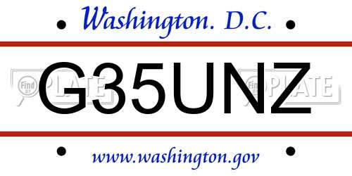 G35UNZ District Of Columbia License Plate