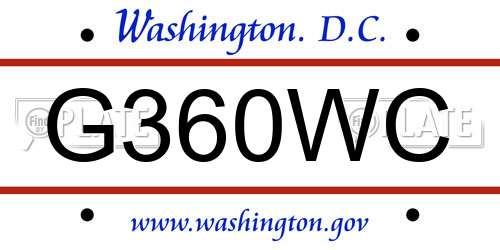 G360WC District Of Columbia License Plate