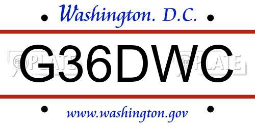 G36DWC District Of Columbia License Plate
