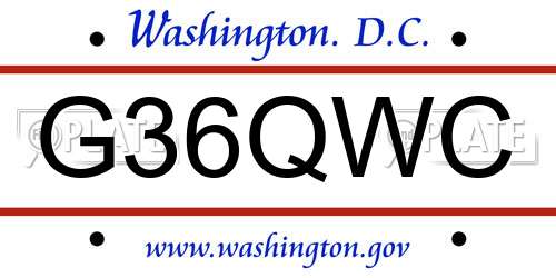 G36QWC District Of Columbia License Plate