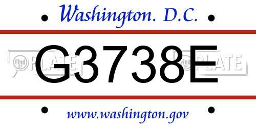 G3738E District Of Columbia License Plate