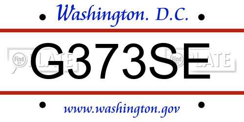 G373SE District Of Columbia License Plate