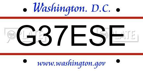 G37ESE District Of Columbia License Plate