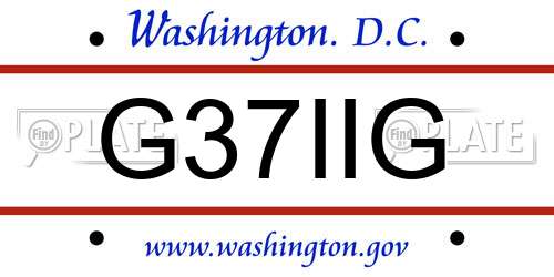 G37IIG District Of Columbia License Plate