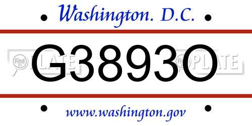 G3893O District Of Columbia License Plate