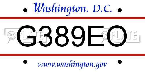 G389EO District Of Columbia License Plate