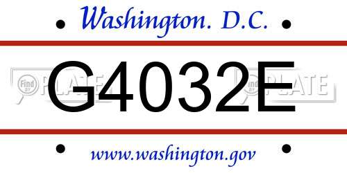 G4032E District Of Columbia License Plate