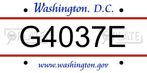 G4037E District Of Columbia License Plate