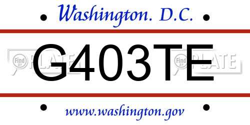 G403TE District Of Columbia License Plate
