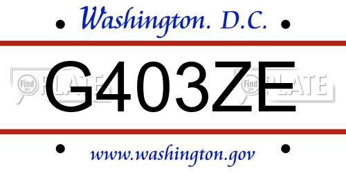 G403ZE District Of Columbia License Plate