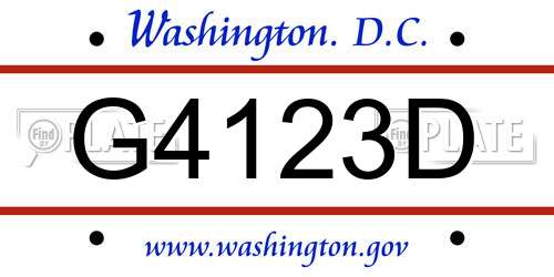 G4123D District Of Columbia License Plate
