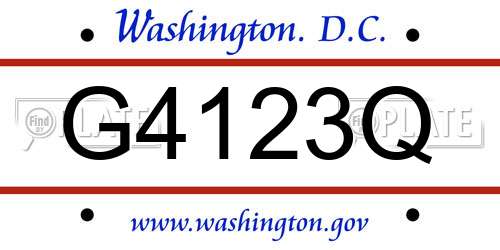 G4123Q District Of Columbia License Plate