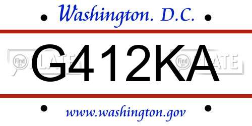 G412KA District Of Columbia License Plate