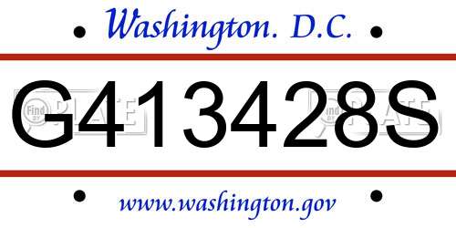 G413428S District Of Columbia License Plate