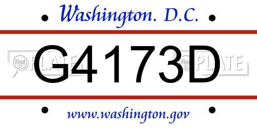 G4173D District Of Columbia License Plate