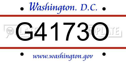 G4173O District Of Columbia License Plate