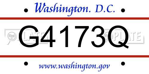 G4173Q District Of Columbia License Plate