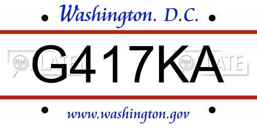 G417KA District Of Columbia License Plate