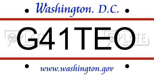 G41TEO District Of Columbia License Plate