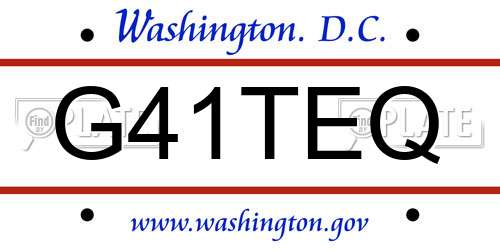 G41TEQ District Of Columbia License Plate