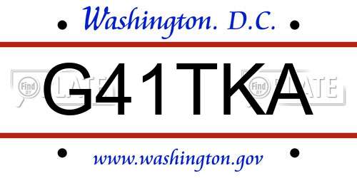 G41TKA District Of Columbia License Plate