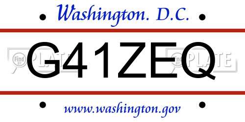 G41ZEQ District Of Columbia License Plate