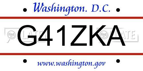 G41ZKA District Of Columbia License Plate