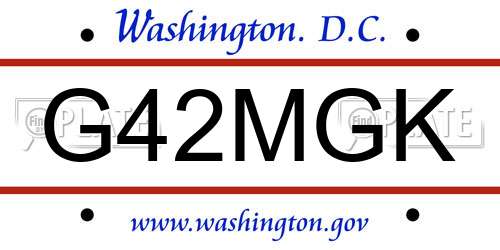 G42MGK District Of Columbia License Plate