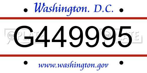 G449995 District Of Columbia License Plate